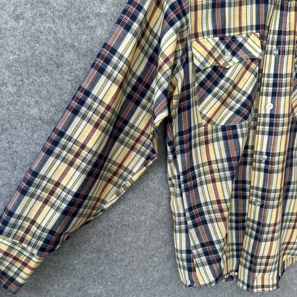 Vintage Levi's Shirt Mens Medium Long Sleeve Yellow Plaid 70s 80s Pockets Preppy